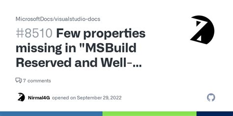 msbuild reserved and well-known properties